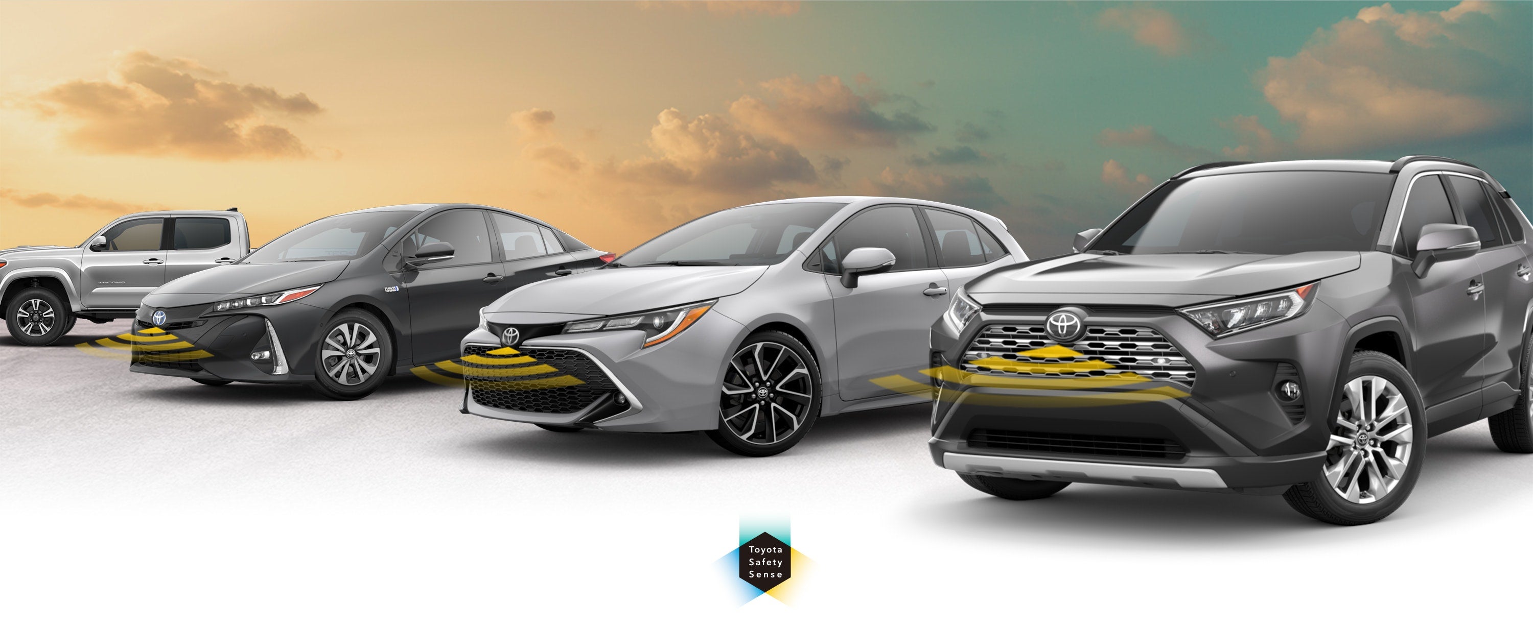 Toyota Safety Sense: Designed for Safety. Options shown on Toyota models including RAV4, Tacoma, and Camry, available now at SouthWest Toyota of Lawton in Lawton OK.