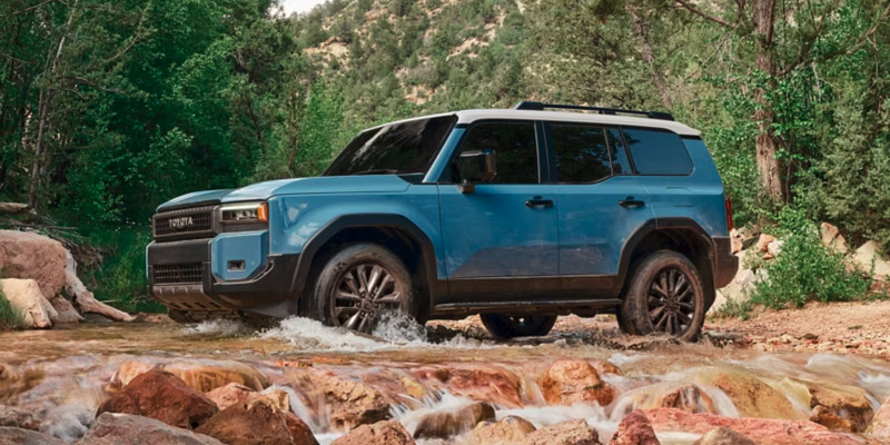 a blue Toyota Land Cruiser