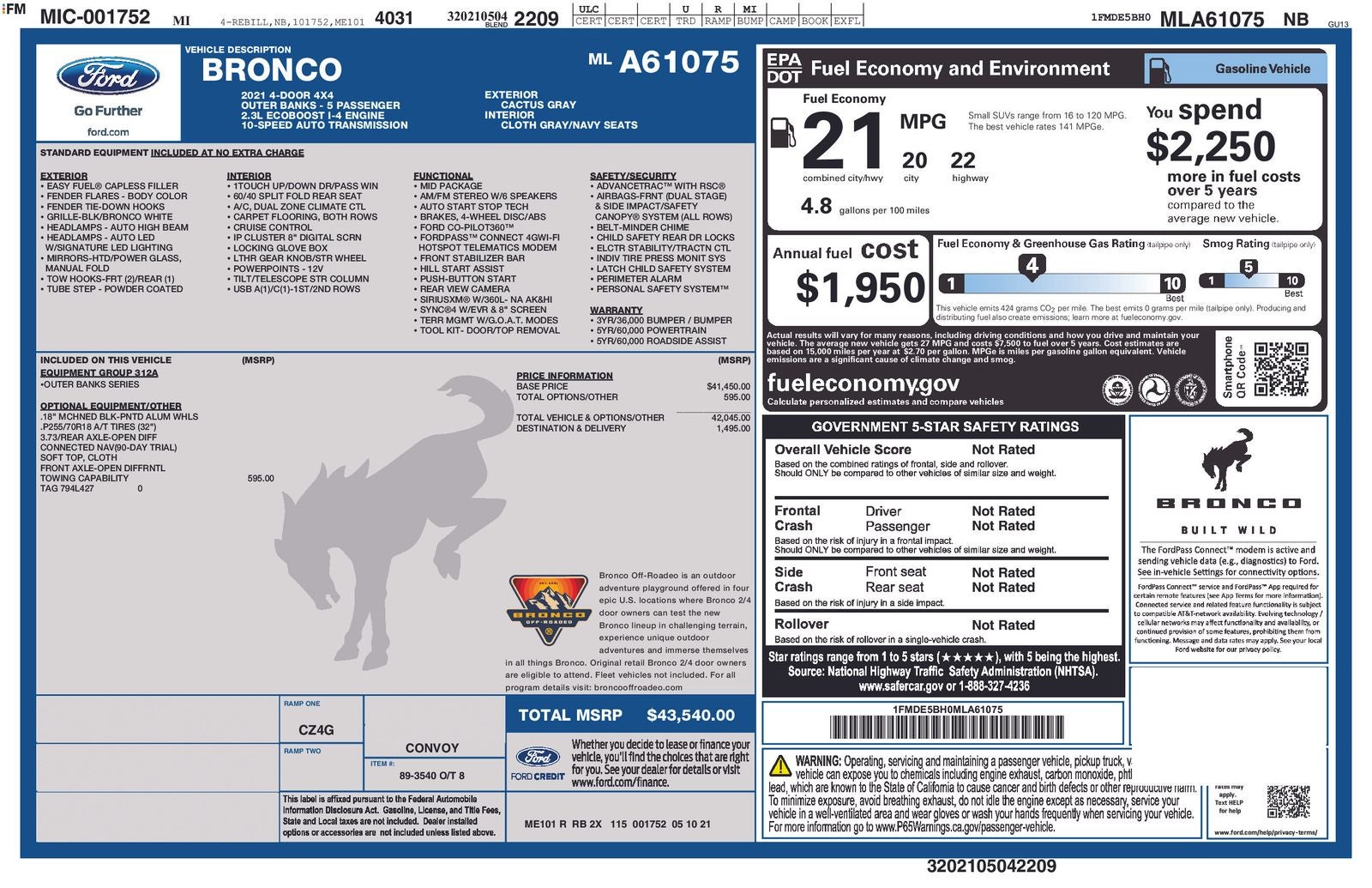 2021 Ford Bronco Outer Banks